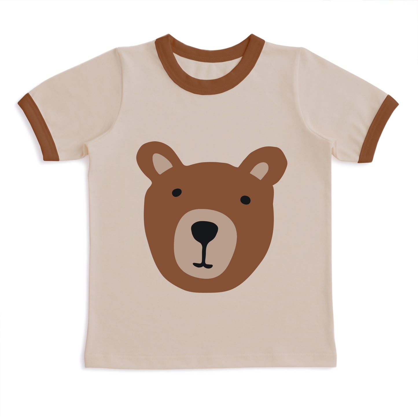 GRAPHIC Ringer Tee - Bear Beige & Chestnut