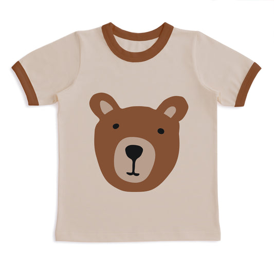 GRAPHIC Ringer Tee - Bear Beige & Chestnut
