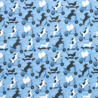 Milwaukee Dress - Dogs on Scooters Blue