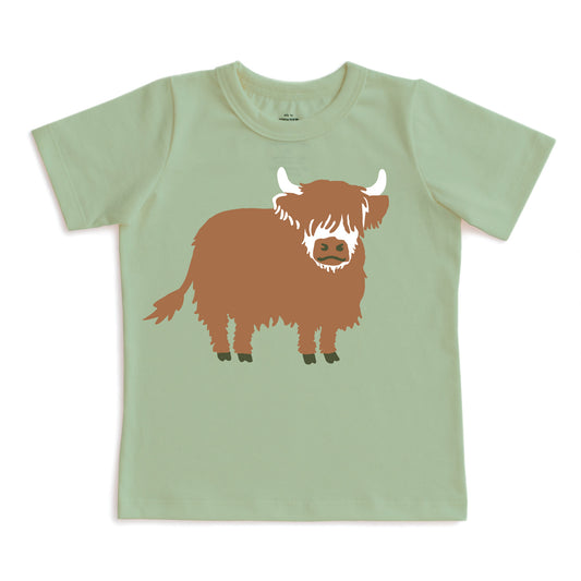 Short-Sleeve GRAPHIC Tee - Highland Cow Meadow Green