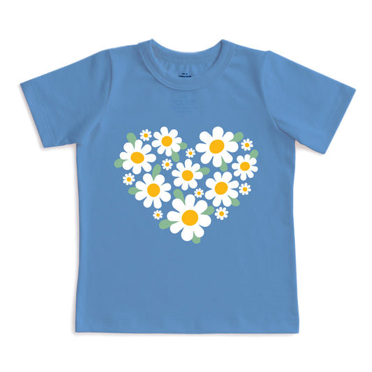 Short-Sleeve GRAPHIC Tee - Daisy Heart Lake Blue