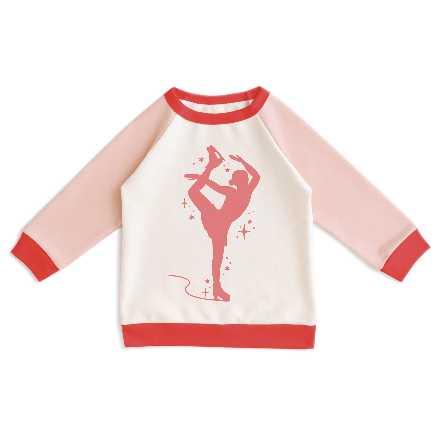 Brushed French Terry Sweatshirt - Figure Skater Pink & Scarlet Red