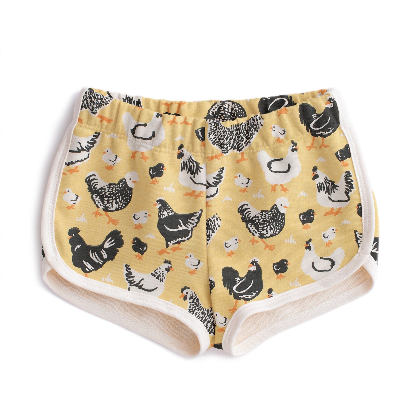 French Terry Shorts - Chicken Family Yellow