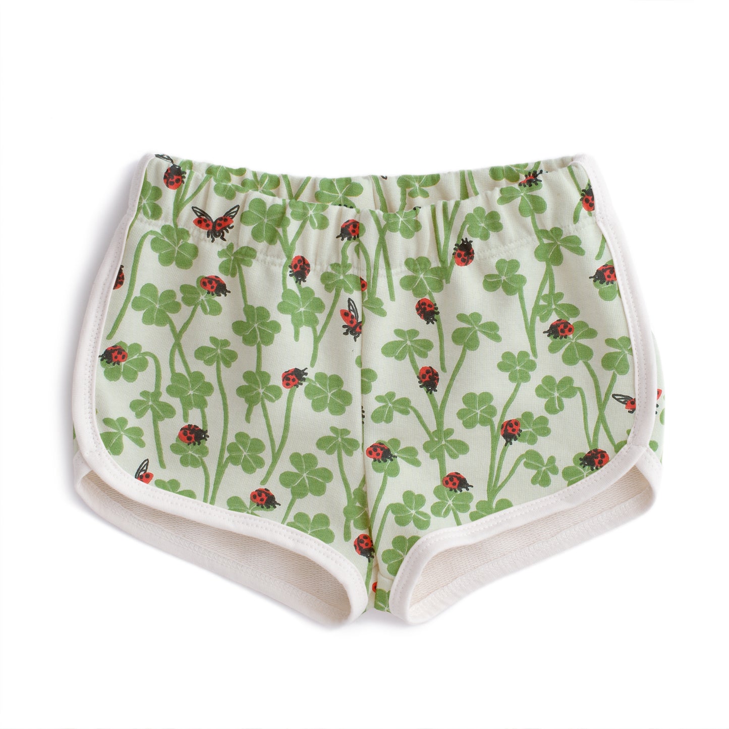 French Terry Shorts - Clover & Ladybugs Green