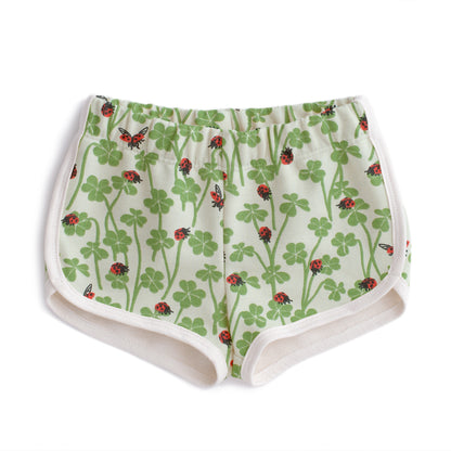 French Terry Shorts - Clover & Ladybugs Green