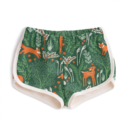French Terry Shorts - Deer & Foxes Green
