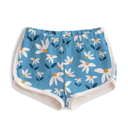 French Terry Shorts - Daisies Blue