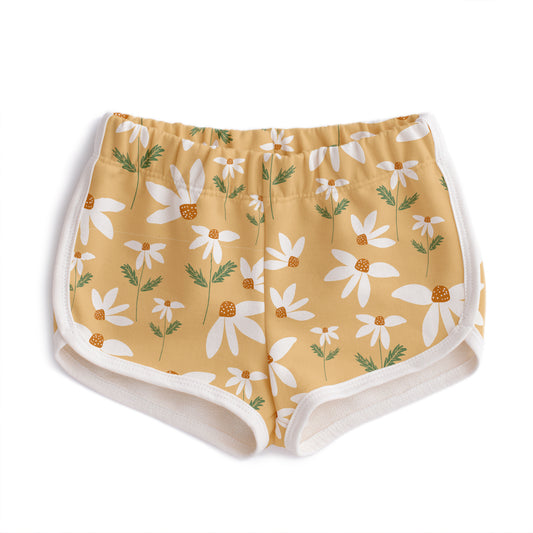 French Terry Shorts - Daisies Yellow