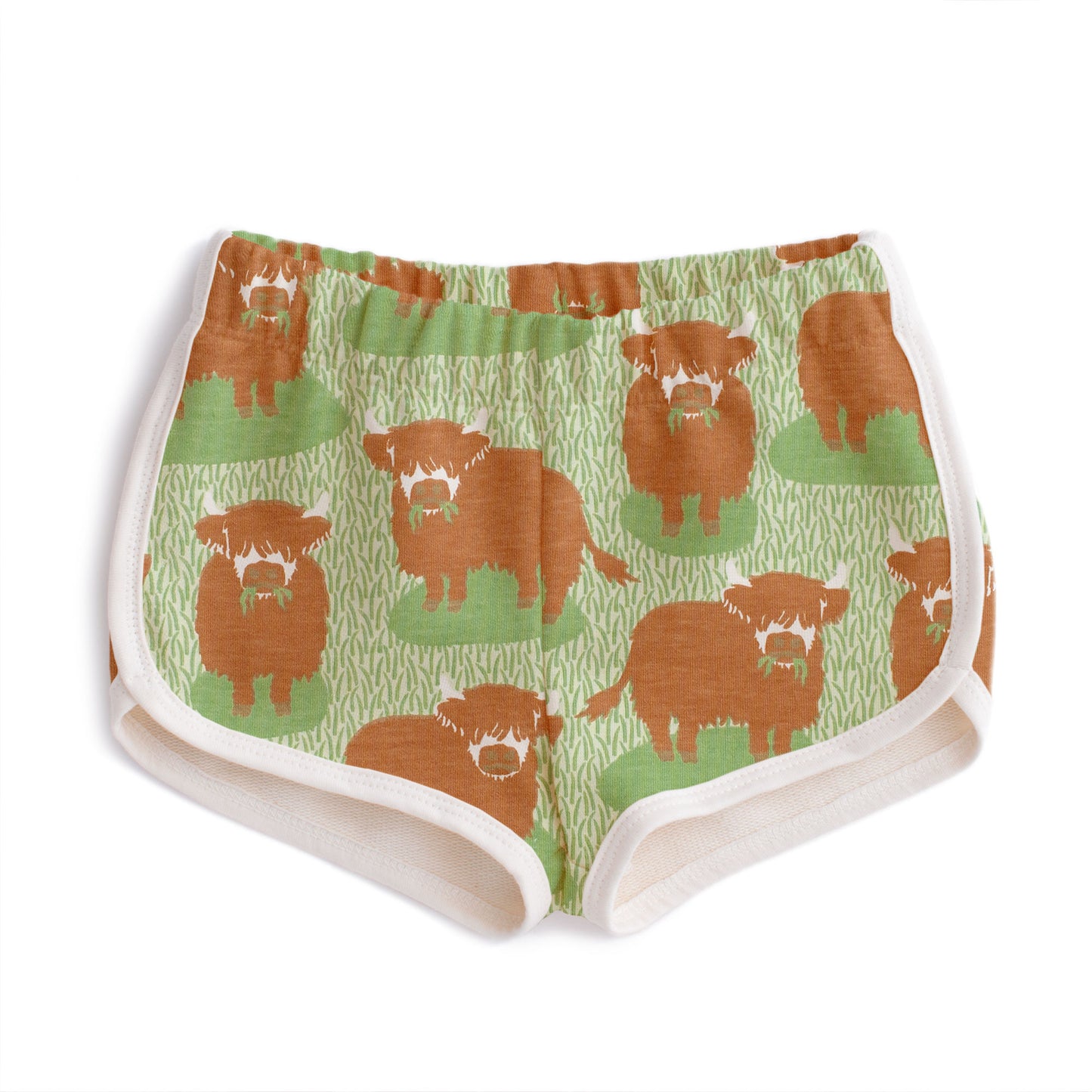 French Terry Shorts - Highland Cows Green