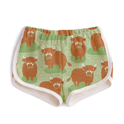 French Terry Shorts - Highland Cows Green