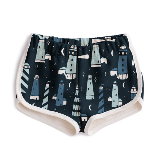 French Terry Shorts - Lighthouses Night Sky