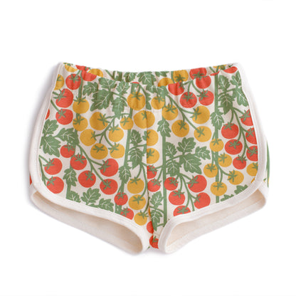 French Terry Shorts - Tomato Vines Red & Yellow
