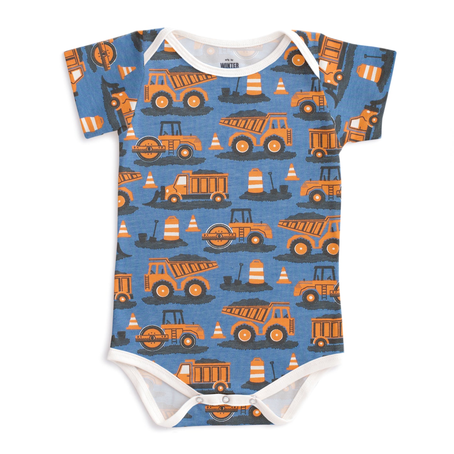 Short Sleeve Snapsuit - Roadwork Orange & Blue