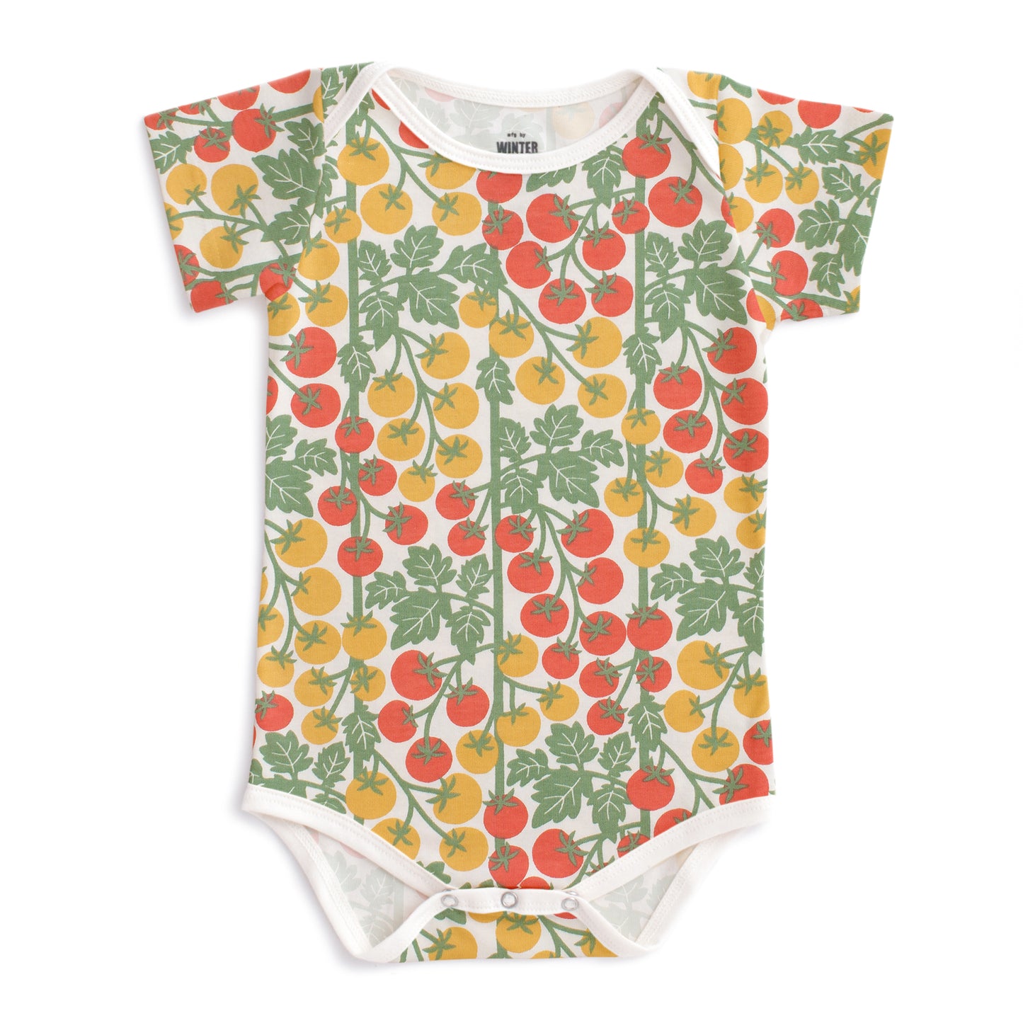 Short Sleeve Snapsuit - Tomato Vines Red & Yellow