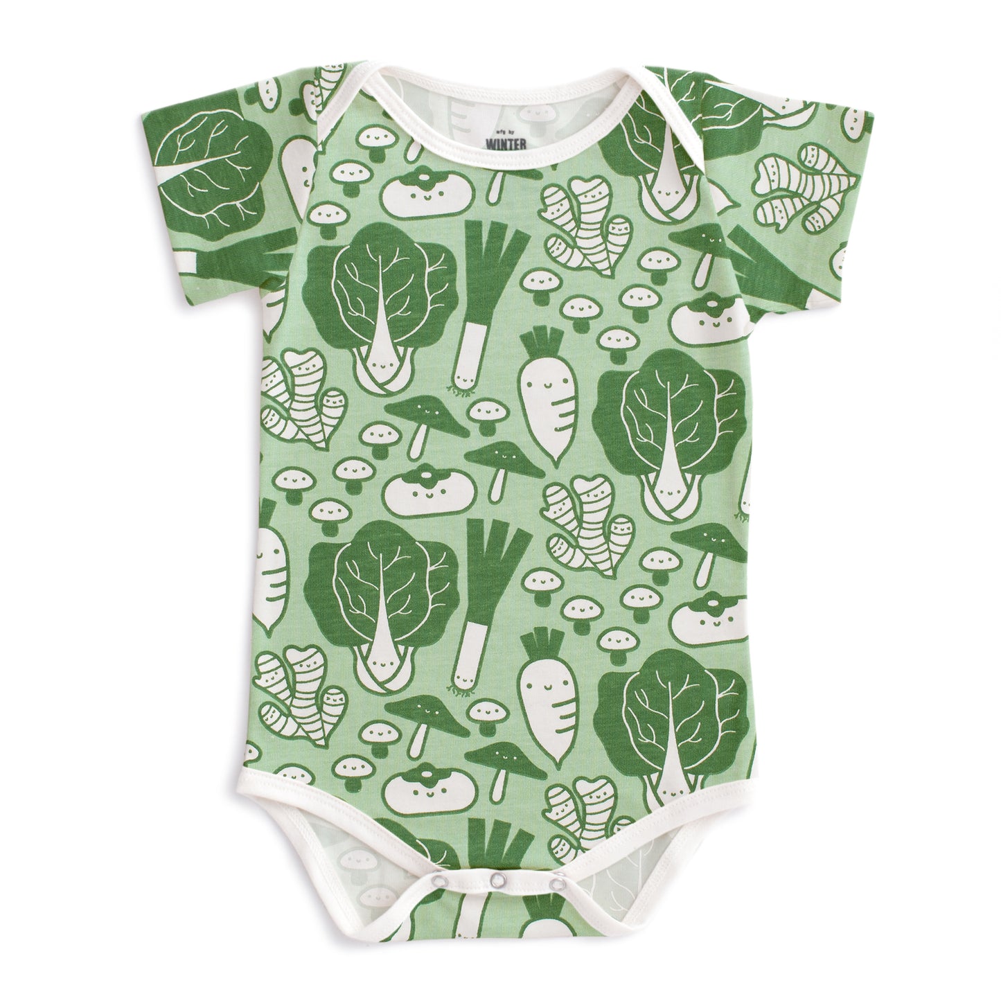 Short Sleeve Snapsuit - Veggies Green