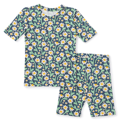 Kids Summer Pajama Set - Bold Daisies Navy