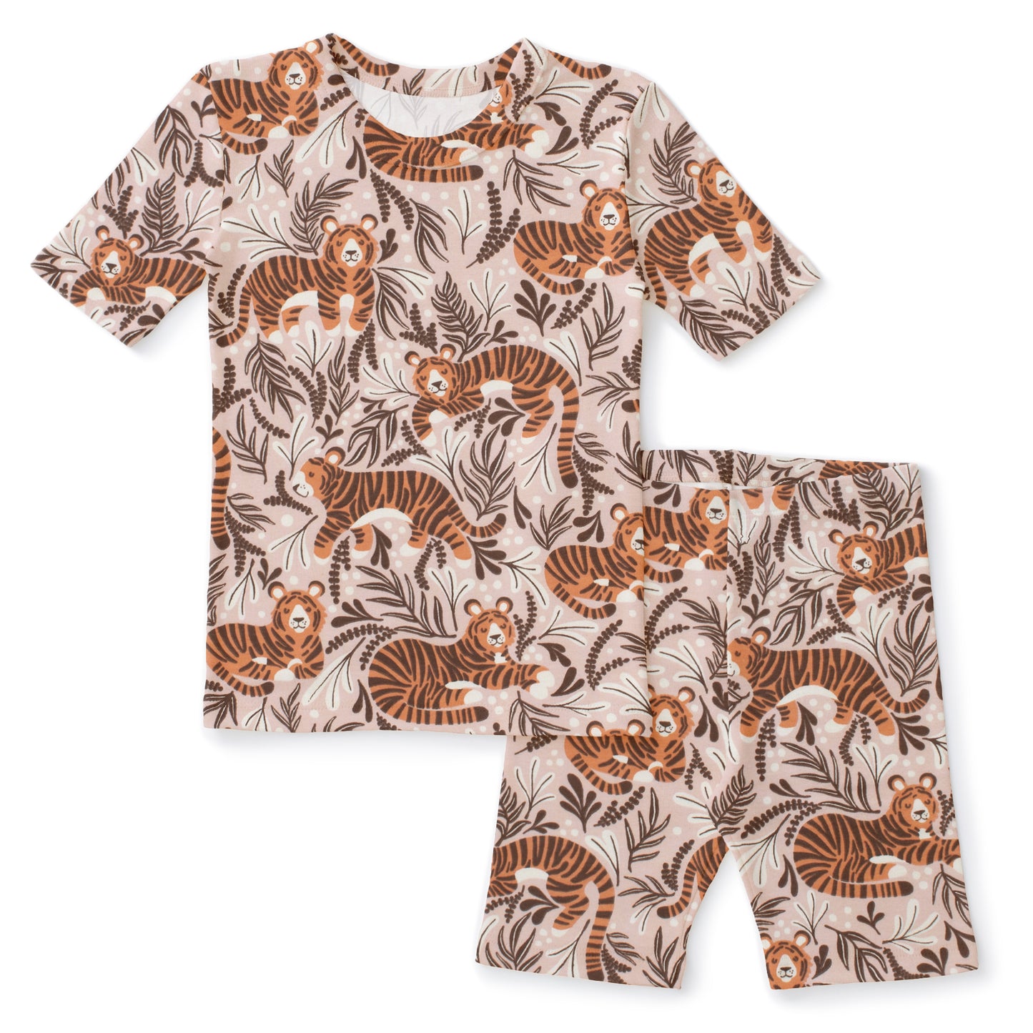 Kids Summer Pajama Set - Dreaming Tigers Pink