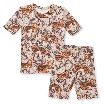 Kids Summer Pajama Set - Dreaming Tigers Pink