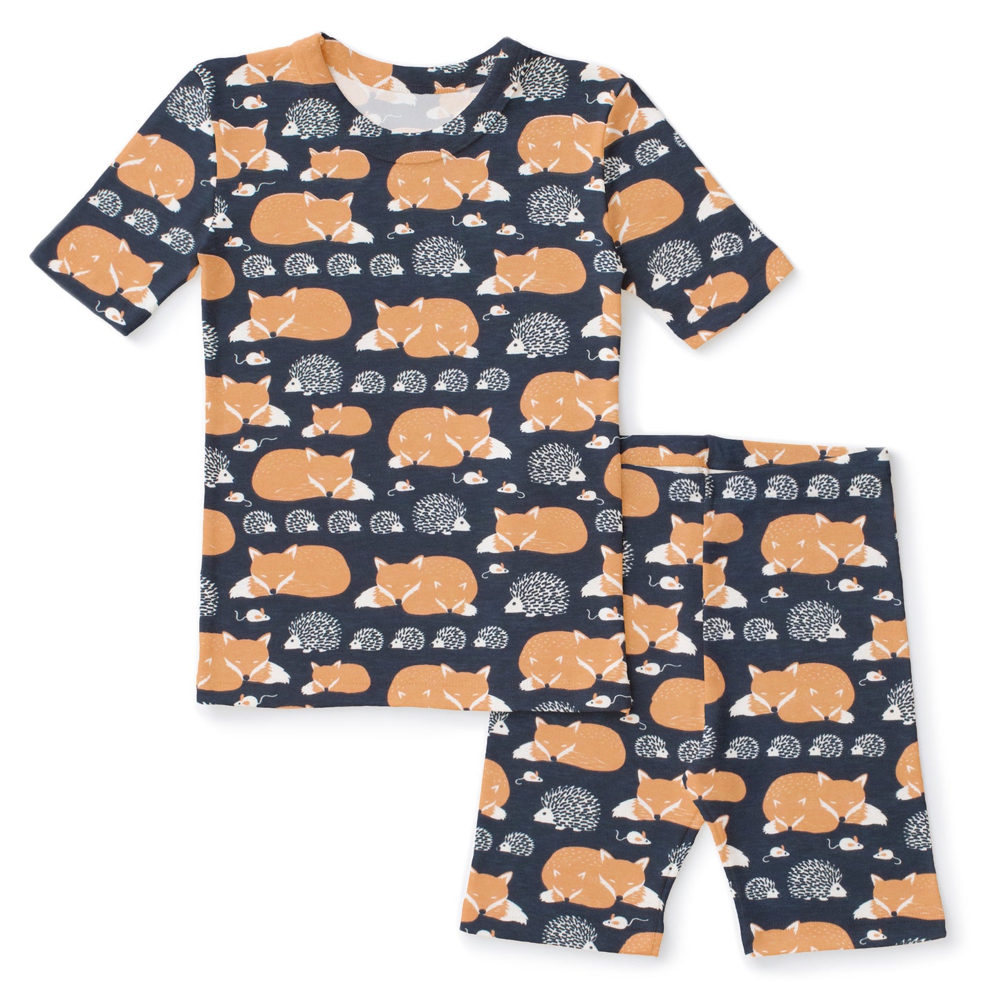 Kids Summer Pajama Set - Foxes & Hedgehogs Night Sky