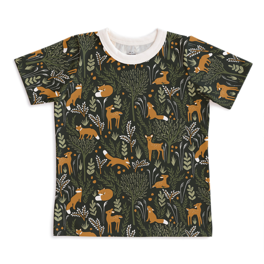 Short-Sleeve Tee - Deer & Foxes Dark Green