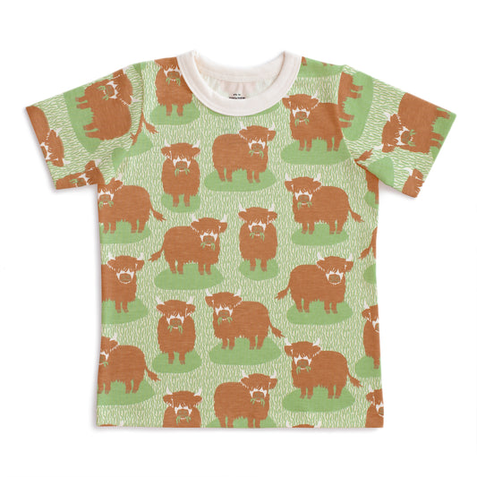 Short-Sleeve Tee - Highland Cows Green