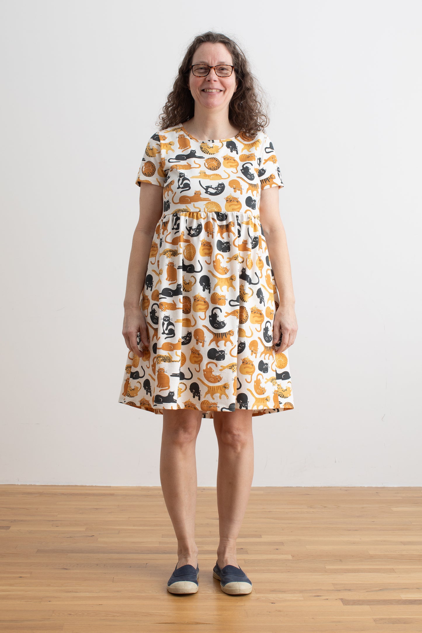 Stockholm Dress - Cat Friends Gold & Yellow
