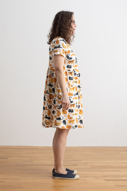 Stockholm Dress - Cat Friends Gold & Yellow