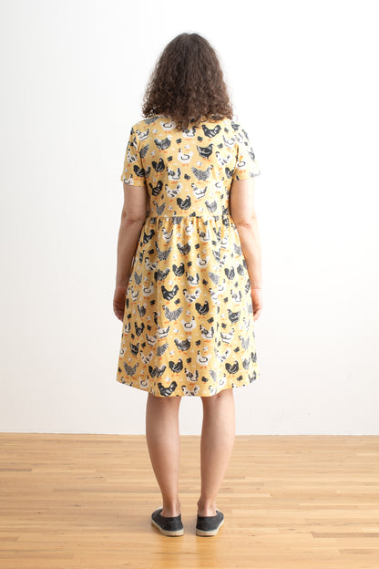 Stockholm Dress - Chicken Family Yellow