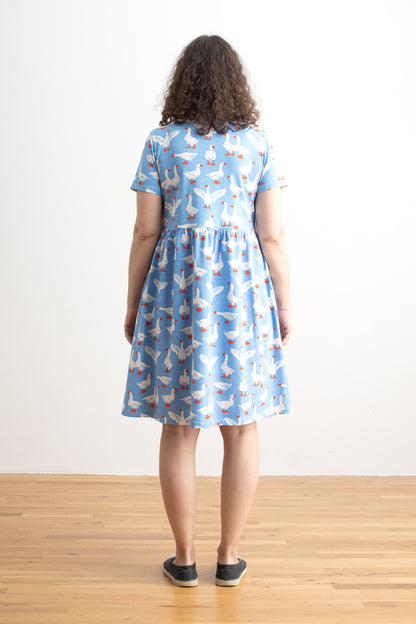 Stockholm Dress - Silly Geese Blue