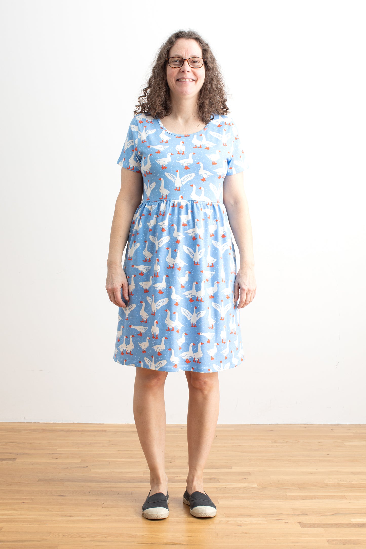 Stockholm Dress - Silly Geese Blue