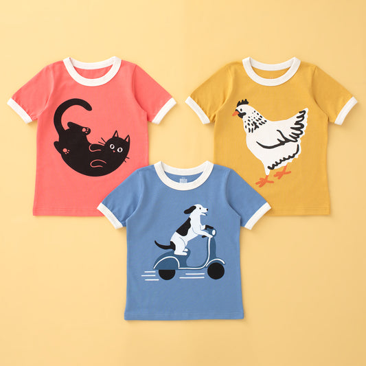 Animal Friends Graphic Ringer Tee Bundle
