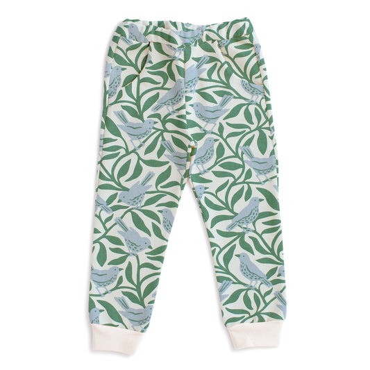 Sweatpants - Birds on Branches Blue & Green