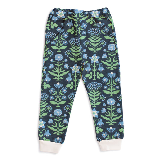Sweatpants - Blockprint Floral Blue & Green
