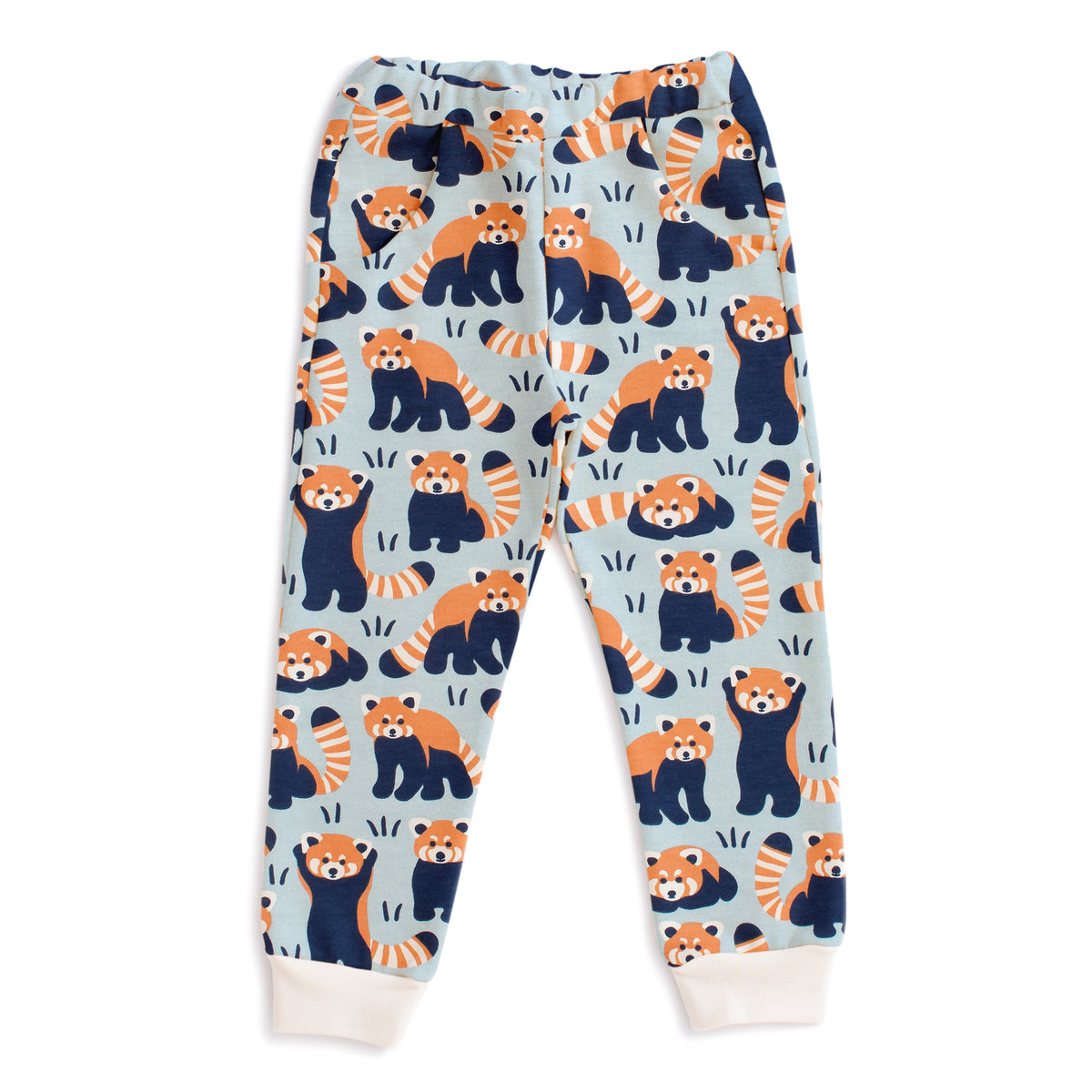 Sweatpants - Red Pandas Pale Blue