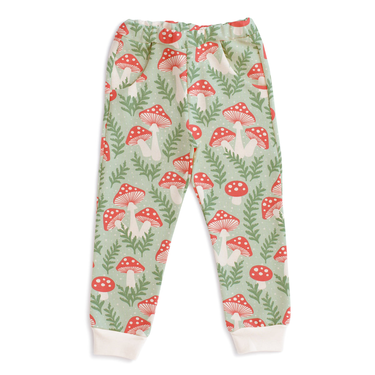Sweatpants - Toadstools Green & Red