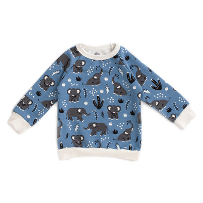 Brushed French Terry Sweatshirt - Elephants Blue