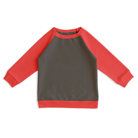 Color Block Sweatshirt - Charcoal & Scarlet Red