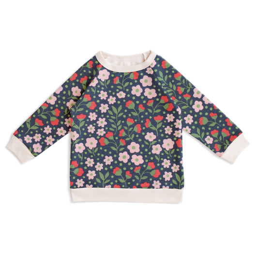 Sweatshirt - Garden Blooms Navy & Pink