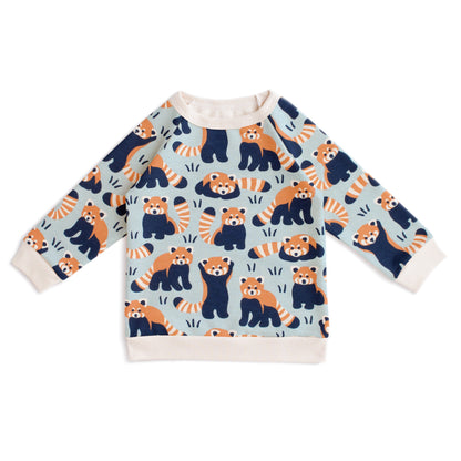 Sweatshirt - Red Pandas Pale Blue