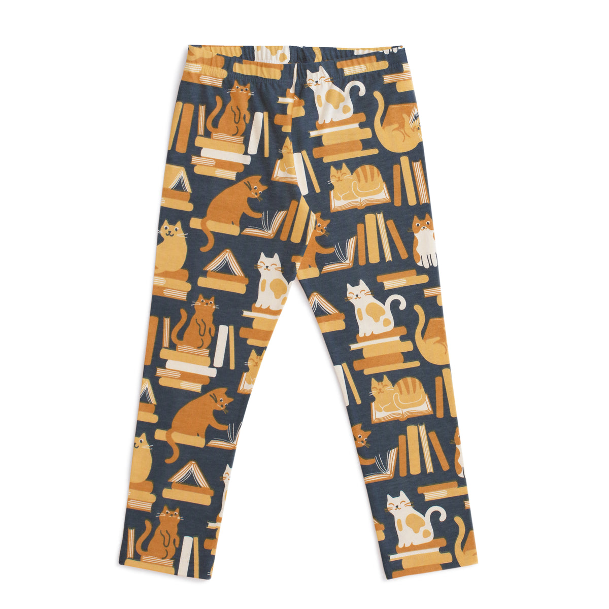 Leggings - Cats & Books Navy & Gold