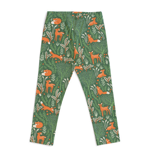 Leggings - Deer & Foxes Green
