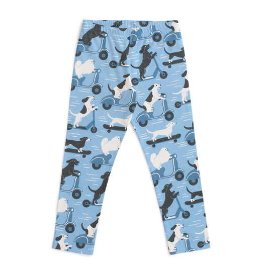 Leggings - Dogs on Scooters Blue