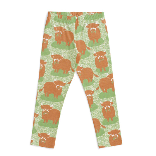 Baby Leggings - Highland Cows Green