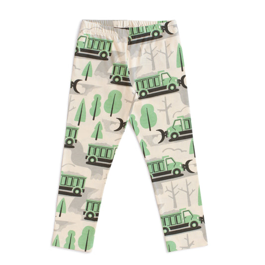 Leggings - Snow Plows Green