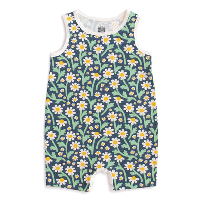 Tank Top Romper - Bold Daisies Navy