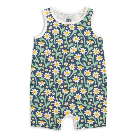 Tank Top Romper - Bold Daisies Navy