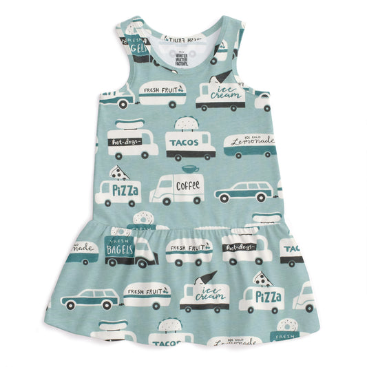 Valencia Dress - Food Trucks Surf Blue