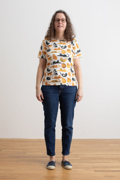 Austin Top - Cat Friends Gold & Yellow