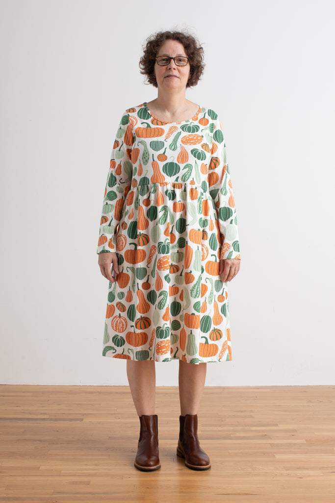 Women's Copenhagen Dress - Gourds & Pumpkins Green & Orange