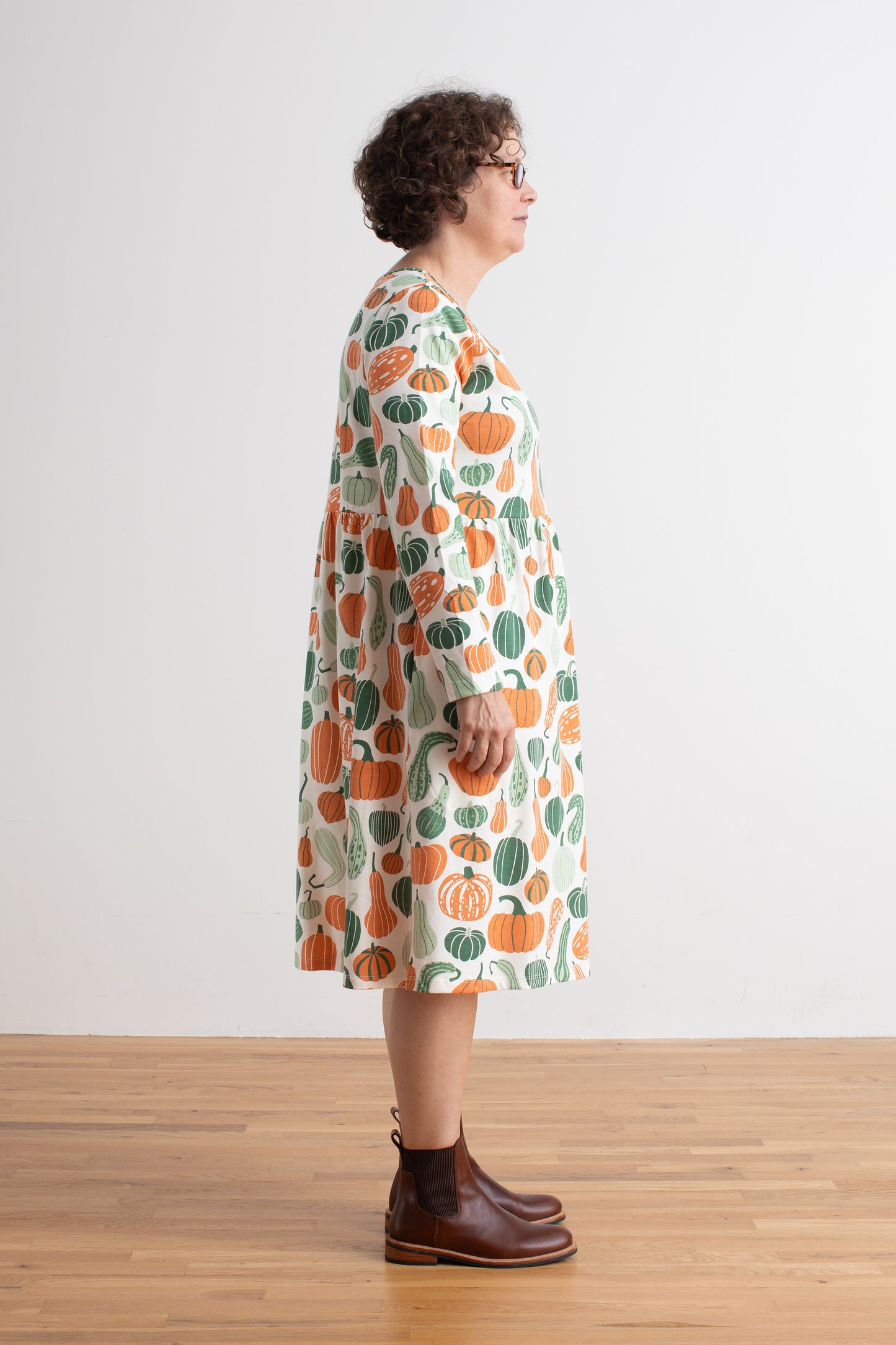 Women's Copenhagen Dress - Gourds & Pumpkins Green & Orange